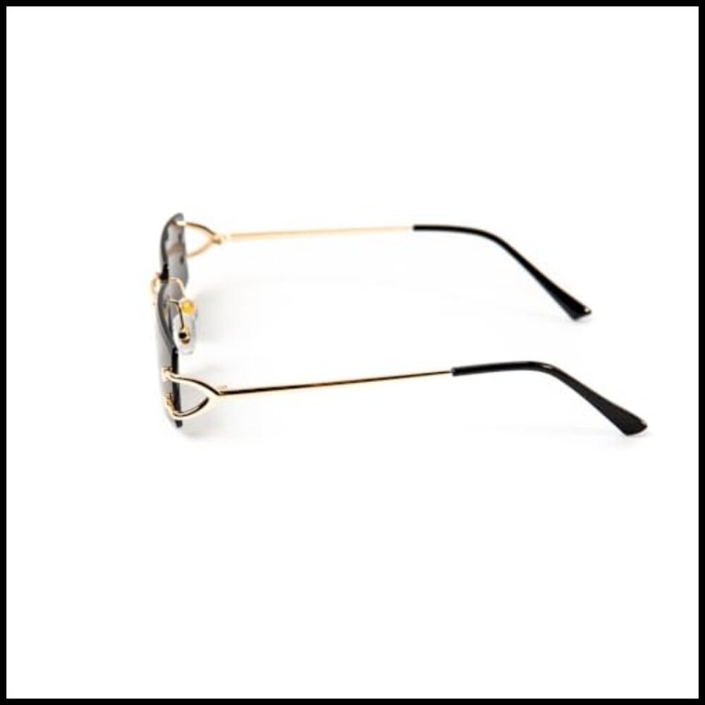 Retro Gold Frame Rectangular Sunglasses Slim Riml… - image 6